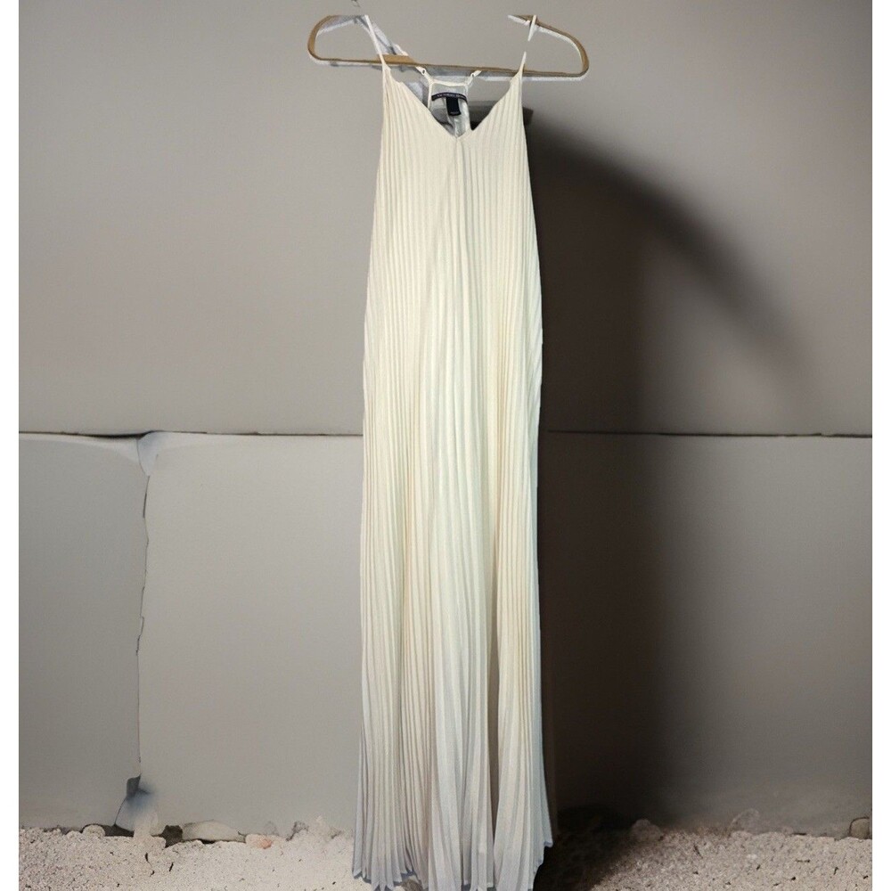 Victorias Secret Long Nightgown Ivory Pleated Chiffon A Line Satin Lined Women S
